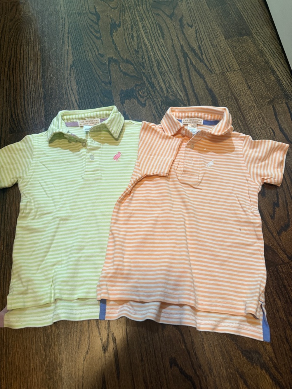 The Beaufort Bonnet Company Striped Polo Pair in Light Green and Peach